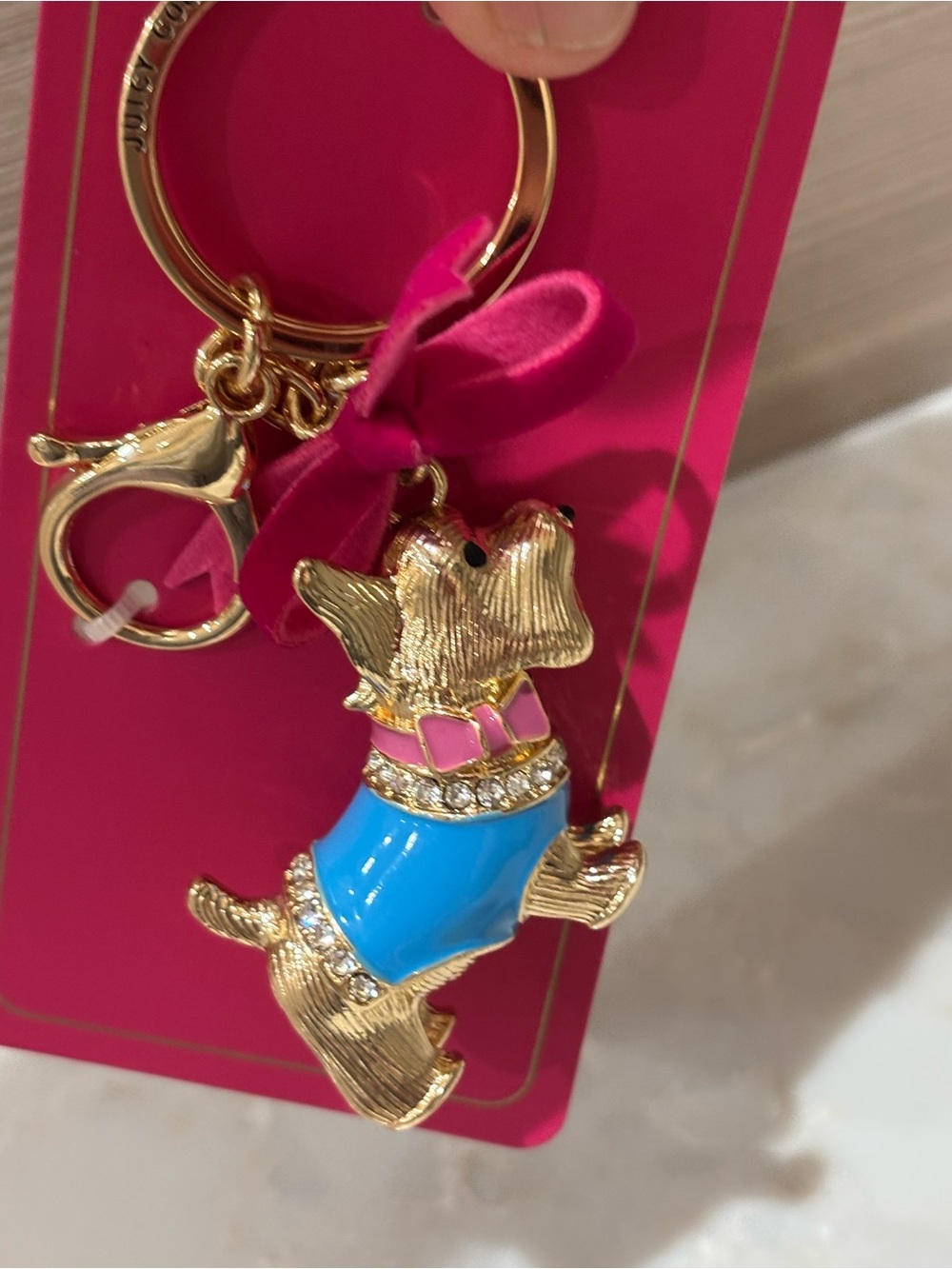 NWT Juicy Couture Gold Dog w/ Sweater bag charm/ Keychain